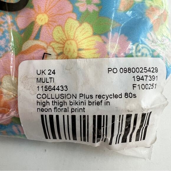 New COLLUSION (ASOS) High Thigh Bikini Bottom Floral Print Women’s SIZE 20 - Picture 9 of 9